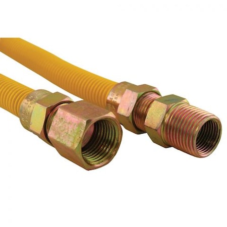 1/2 Gas Connector, Coated With Fitting, 1/2 FIP X 1/2 MIP X 24